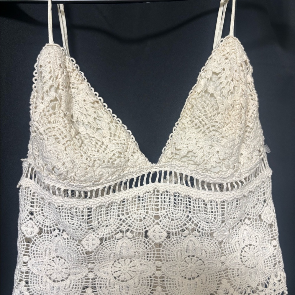 Kendall & Kylie Cream Crochet Lace Top